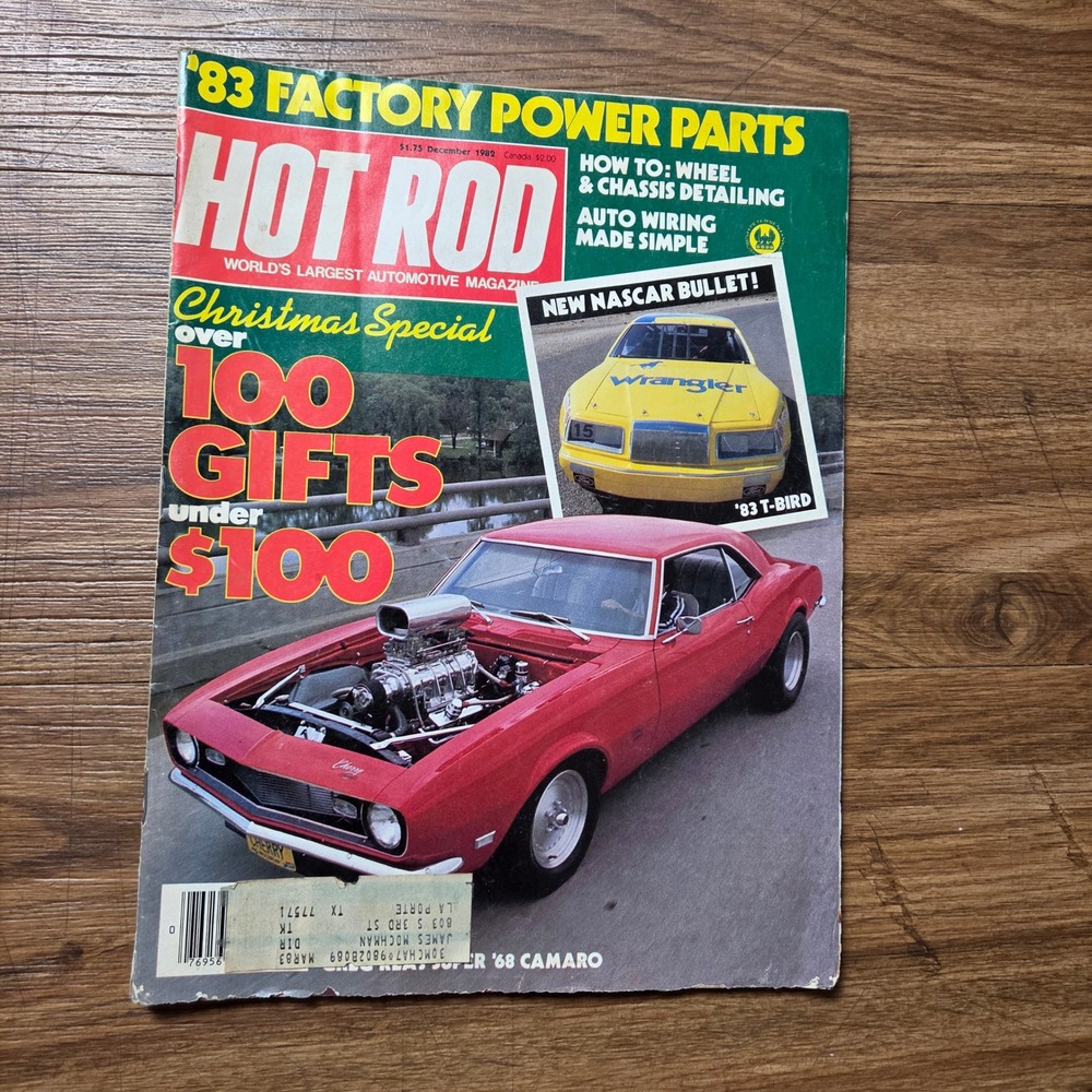 Vintage Hot Rod Magazine Dec 1982 '68 Camaro 83 NASCAR T-Bird Christmas Issue